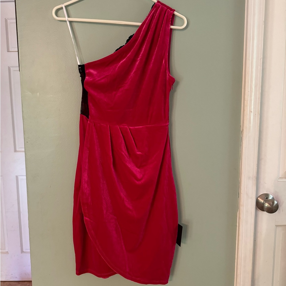 Lulu’s S Hot Pink Velvet Mini Dress NWT